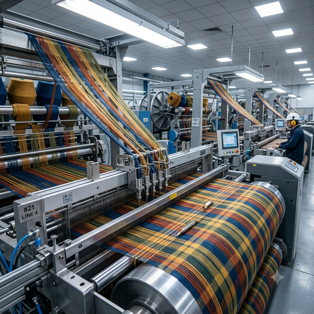 Cloth being woven on the loom